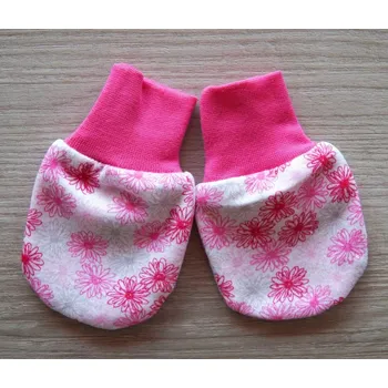 Rukavice AMÁLKA Bavlněné kojenecké rukavičky květinky Velikost: 56-68