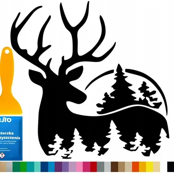 Samolepicí dekorace na vozidlo SAMOLEPKA Grafika na auto SILUETA JELENA SRNEC LES Divoké zvíře 15x15