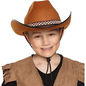 Karnevalový doplněk Boland Hnědý dětský kovbojský klobouk se stuhou