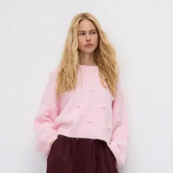 Dámský svetr Reserved - Svetr s ozdobnými aplikacemi - růžová - 487GP-30M - 487GP-30M-M