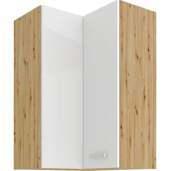 Šatní skříň Vysoká rohová skříň 90°, výška 90 cm Bílý lesk