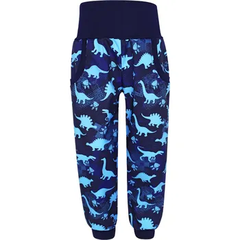 V-Mart, Softshellové kalhoty Dinosauři - modří (s fleecem) 86