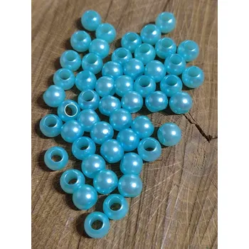 Korálek Plastové korálky s velkým průvlekem 6x8 mm 50 ks barva mint