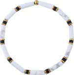 Manoki Luxusní pánský náramek Antonio Gold - bílý howlit, zlatý hematit BA1234GW Bílá/čirá 20 cm