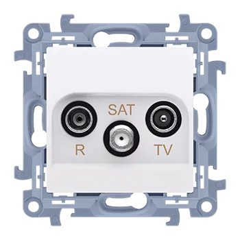 Elektrická zásuvka Zásuvka anténní R+TV+SAT průchozí, 1x vstup: 5 MHz–2,4 GHz, Simon 10 CASP.01/11, bílá