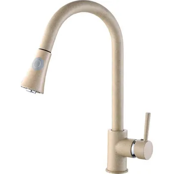 Vodovodní baterie Laveo Dřezová baterie Daru s výsuvnou 2-funkční sprškou - BLD_469D, béžový granit