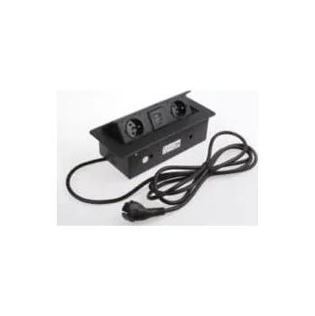 Elektrická zásuvka Výklopná zásuvka BOX 2 x 230V a 2 x USB nabíječka s 3m kabelem Černá