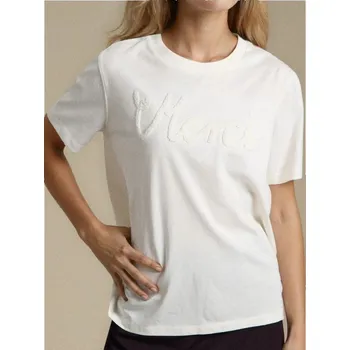 Oblečení a móda Sinsay - Bavlněné tričko s nápisem - krémová - 634FG-01X - 634FG-01X-XXL