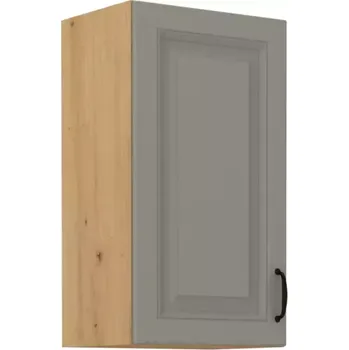 Šatní skříň Horní jednokřídlá skříň, široká 40 cm Dub artisan Světle šedý mat