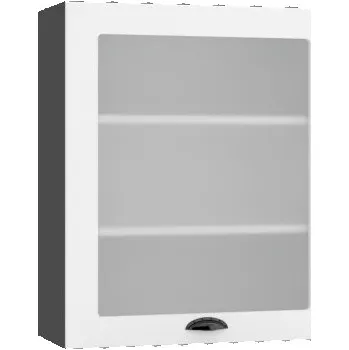 Šatní skříň Jednokřídlá skříň, šíře 60 cm - prosklená šedý grafit Bílá