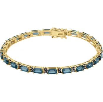 Náramek Zlatý náramek s černými brilianty a topazy London Blue - 18 cm - ryzost 585 - 229.220