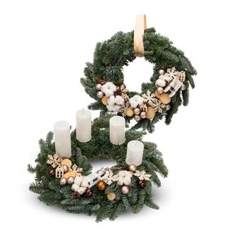 Vánoční dekorace Vánoční set věnců Pearl ⌀ 30 cm se svíčkami + ⌀ 30 cm závěs - Belles Fleurs