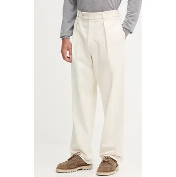 Pánské kalhoty Bavlněné kalhoty BOSS BECKHAM X BOSS pánské, béžová barva, 50554875 80X, vel. 54