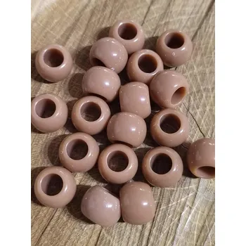 Korálek Plastové perly s velkým průvlekem 11x14 mm 10 ks barva hnědá