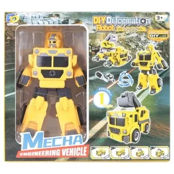 autíčko Lamps Skládací robot Závodní auto se zvuky a světlem žlutý