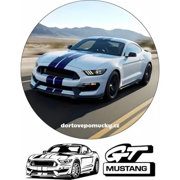 Jedlá dekorace na dort Mustang - jedlý papír - Bez úprav