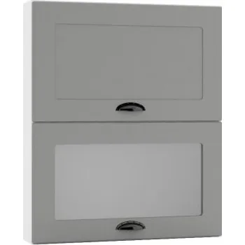 Šatní skříň Dvou-výklopná skříň, šíře 60 cm - prosklená Bílý Šedá