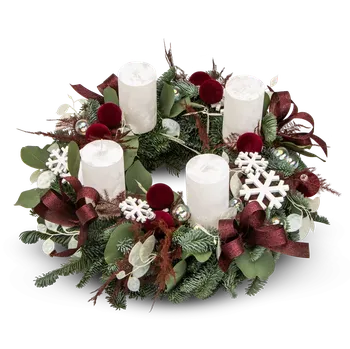 Věnec Adventní věnec Luxury burgundy Průměr 30 cm