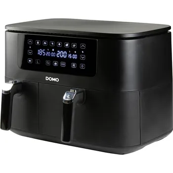 fritéza DOMO AIRFRYER DOUBLE FRY ZONE 3 plus 6 L fritéza, 9 l, 2850 W, 2 grilovací zóny, černá