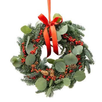 Věnec Zavěsný věnec Luxury red Průměr 30 cm - Belles Fleurs