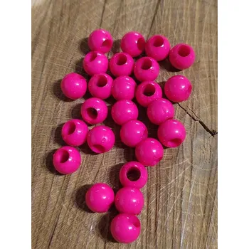Korálek Plastové korálky s velkým průvlekem 25 ks 7x10 mm barva malinová