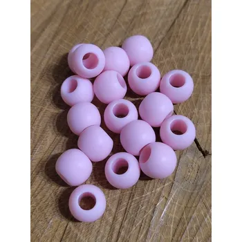 Korálek Plastové korálky matné s velkým průvlekem 10 ks 10x12 mm růžová světlá
