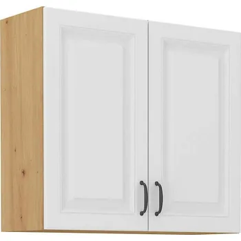 Šatní skříň Dvoukřídlá skříň, široká 80cm Dub artisan Bílý mat