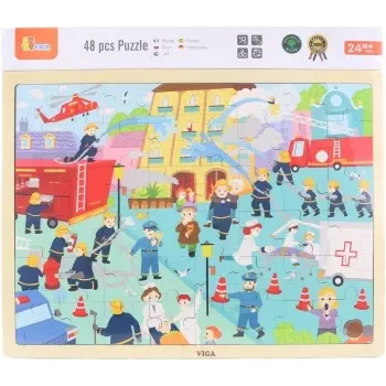 Puzzle Viga na podložce poznáváme práci hasiče 48 dílků