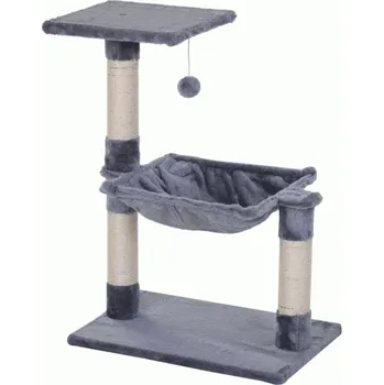 B-FARM Škrábadlo pro kočky s houpací sítí - šedá, 50x36x70 cm