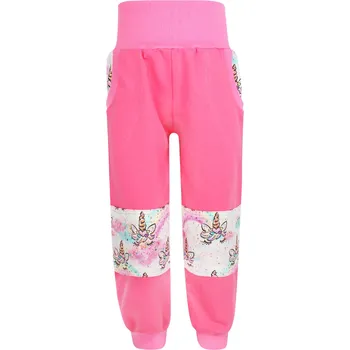 Dívčí kalhoty V-Mart, SLIM dívčí tepláky s dvojitými koleny - Jednorožčí očička 116