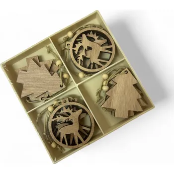 Vánoční ozdoba Vánoční dřevěné ozdoby (12 ks)