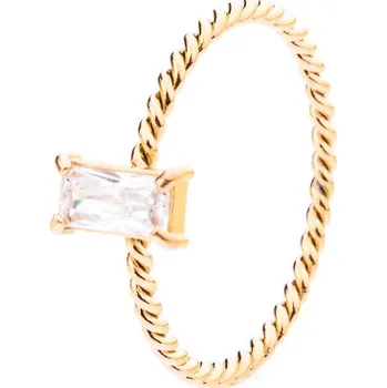 Prsten franco bene Pozlacený Diamond prsten se stříbrným kamínkem (úzký) | 1926 Velikost prstenu: 8 (60 mm)