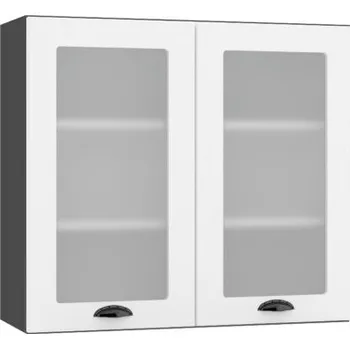 Šatní skříň Vysoká dvoukřídlá skříň, šíře 80 cm Bílý Krém