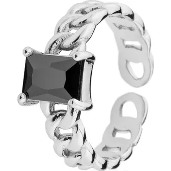 Prsten franco bene Diamond prsten s černým kamínkem - stříbrný | 1414