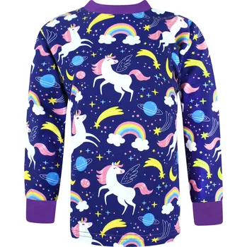 Dívčí tričko V-Mart, Dívčí tričko s dlouhým rukávem Jednorožci - fialová 128