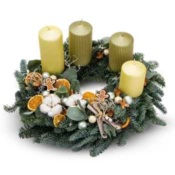 Vánoční dekorace Adventní věnec Luxury green Průměr 30 cm - Belles Fleurs