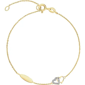 Náramek Zlatý náramek s diamanty - srdce - 0,03 ct - ryzost 585 - 101.310