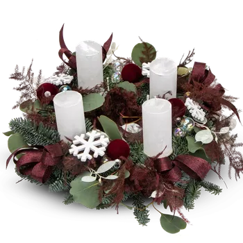 Věnec Adventní věnec Luxury burgundy Průměr 36 cm - Belles Fleurs