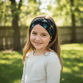 Čelenka Ebbie Bavlněná čelenka - ZELENOZLATÉ LISTY Velikost: 3+