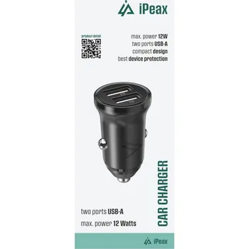 Adaptér do auta iPeax cl-01, 2,4A, 2x USB-A černý
