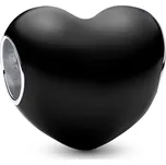 Pandora Romantický korálek Metalické černé srdce Moments 793337C04 + 2 měsíce na vrácení zboží