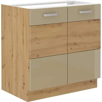 Šatní skříň Dřezová skříň, šíře 80 cm Cappuccino lesk