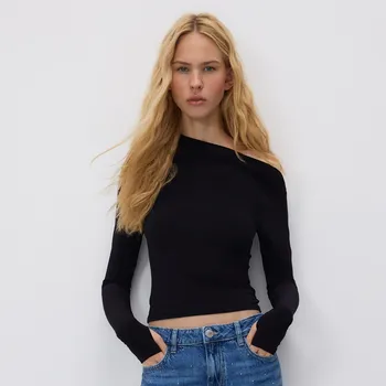 Reserved - Halenka na jedno rameno - černý - ZQ944-99X - ZQ944-99X-XL