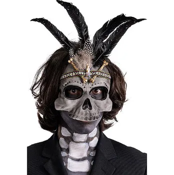 Karnevalová maska Carnival Toys Plastová voodoo maska lebka s čelenkou