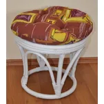 Axin Trading Ratanová taburetka velká bílá s polstrem Polstr: Hnědý list