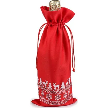 Vánoce Vánoční dárkový pytlík na láhev 15x32 cm - 1 červená