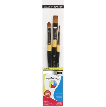 Malířský štětec Daler Rowney System3 Acrylic Brush Synthetic Sada štětců 3 ks