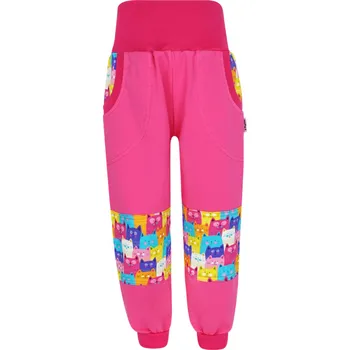 Dívčí kalhoty V-Mart, Dívčí tepláky s dvojitými koleny Barevné kočičky 140