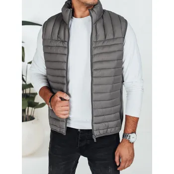 Pánské oblečení Pánská prošívaná vesta tmavě šedá DStreet černá | bílá | šedá 3437995