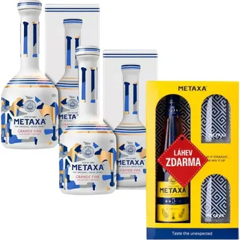 Brandy Akce 2+1: 2× Metaxa Grande Fine 0,7L 40% + Metaxa 5 Star 0,7L 38% se skleničkami ZDARMA